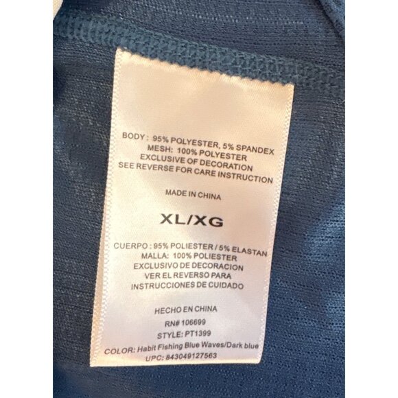 Habit Fishing Shirt Mens Blue Waves Long Sleeve Shirt XL Polyester Spandex - Picture 5 of 6